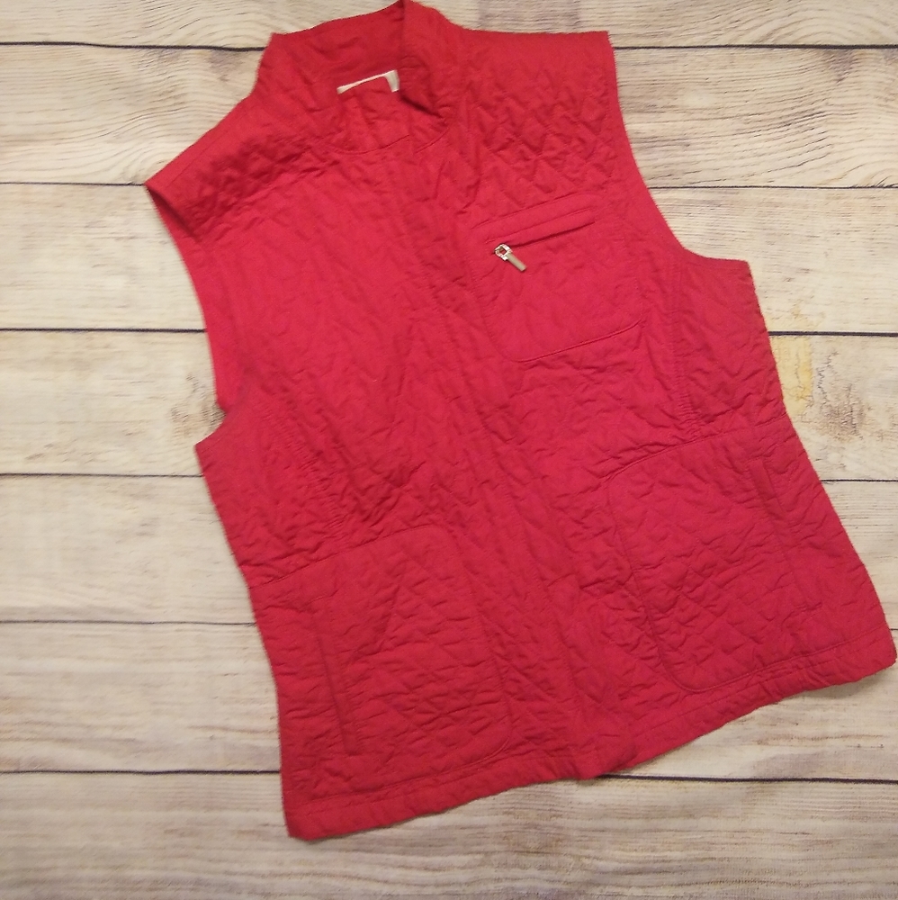 💚Talbot's zip up vest M Pink Quilted